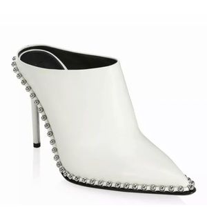 NIB Alexander Wang Eri Studded White Leather Mules Sz 8 Org$650